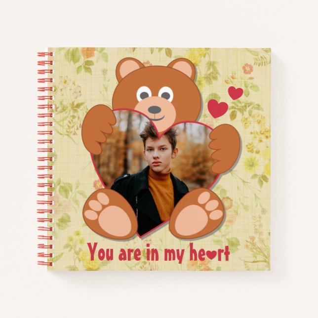 Carnet Teddy Bear Holding Heart Photo Saint-Valentin (Devant)