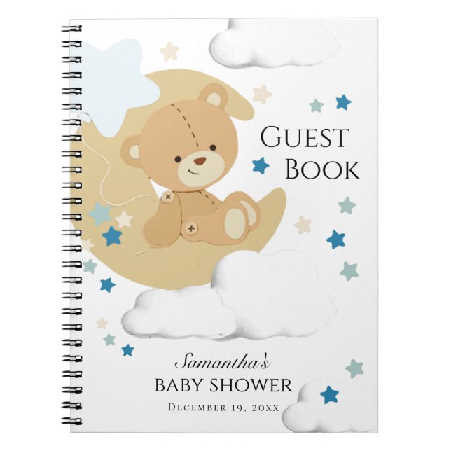 Carnet Teddy Bear Love Baby Boy Shower | Guest Book (Devant)