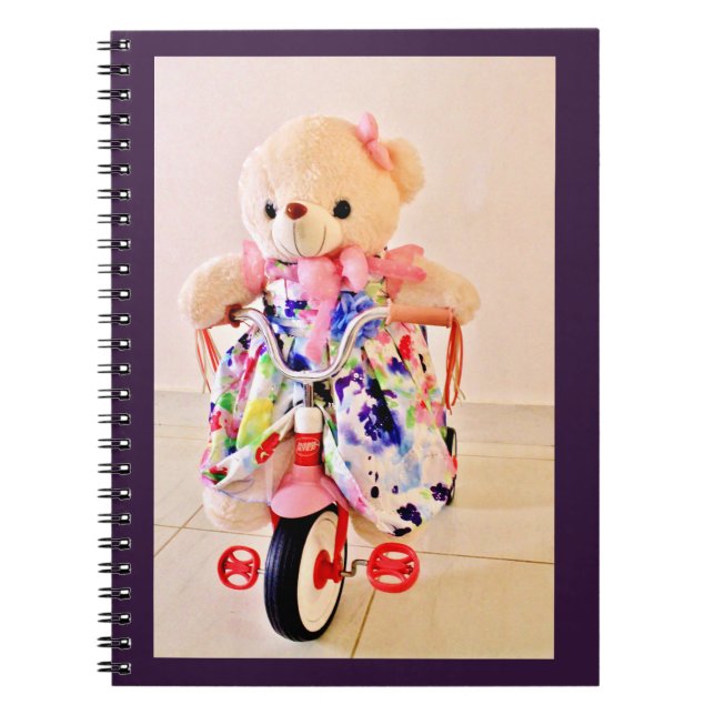 Carnet Teddy Bear sur un vélo (Devant)