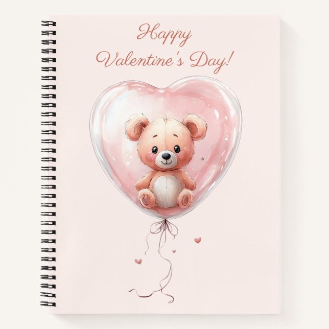 Carnet Teddy in Heart Balloon Valentines Design (Devant)