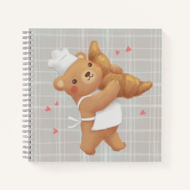 Carnet Teddy le Baker avec Croissant (Devant)
