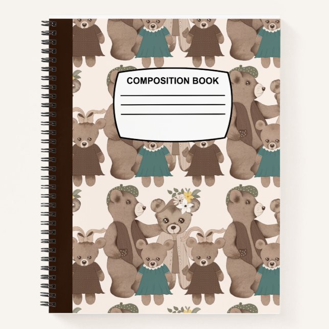 Carnet Teddy Ours Famille Composition Spirale (Devant)