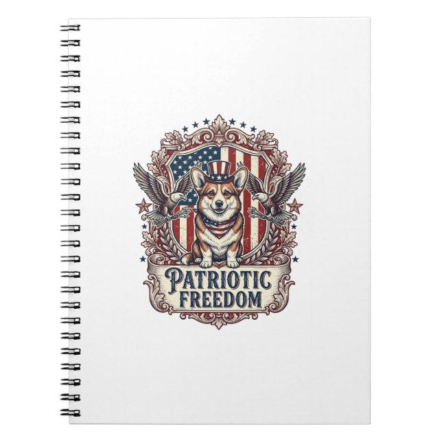 Carnet Tee-shirt graphique vectoriel Corgi patriotique_1 (Devant)