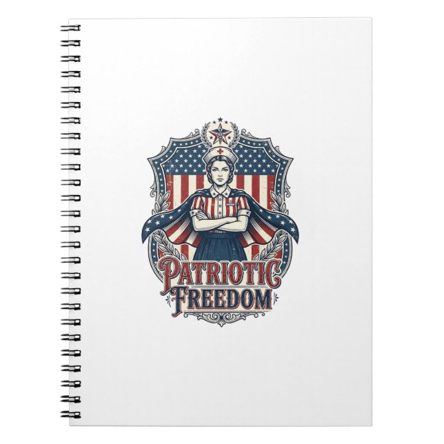 Carnet Tee-shirt graphique vectoriel infirmière patriotiq (Devant)