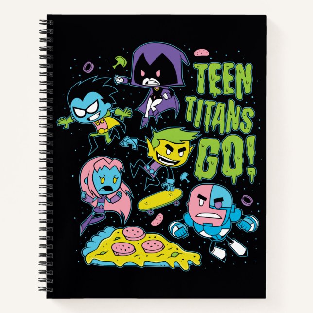 Carnet Teen Titans Go! | Graphisme pizza des 90 années (Devant)
