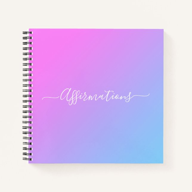 Carnet Teinture à carreaux bleu rose blanc Affirmations d (Devant)