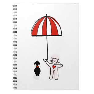 Carnet Téléphone papier peint chat chien parapluie chien