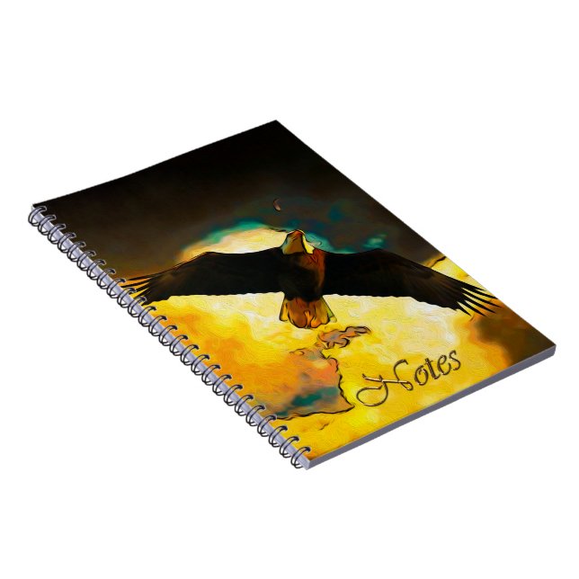 Carnet Tempête d'aigle - Flying Bald Eagle Imaginaire Art (Côté Droit)