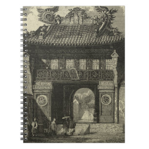 Carnet Temple impérial asiatique en noir et blanc