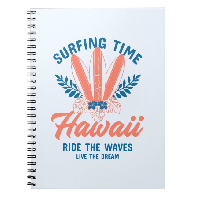 Carnet Temps de Surf Hawaii Surfez les Vagues (Devant)