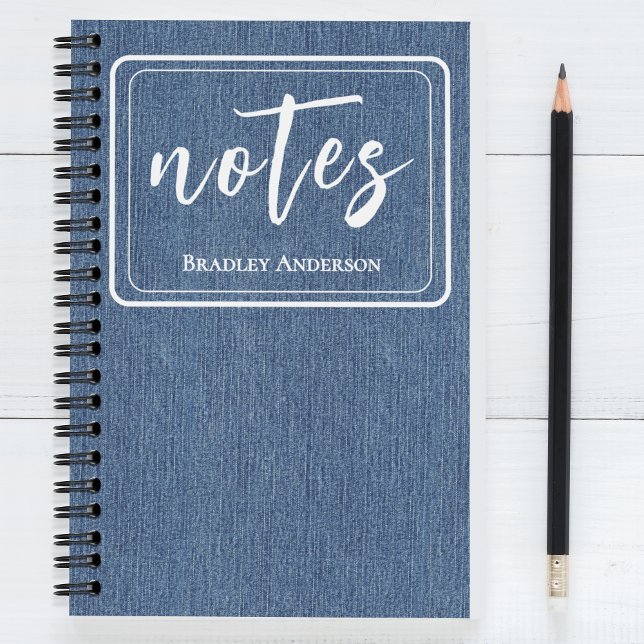 Carnet Tendance Bleu Denim et Spirale Classique Blanche (Créateur téléchargé)