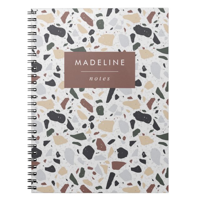 Carnet Tendance Brown Green & Gold Terrazzo (Devant)