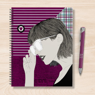 Carnet Tendance élégante fille chic violet collage Love H
