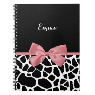 Carnet Tendance Giraffe Imprimer Rosy Rose Bow avec nom