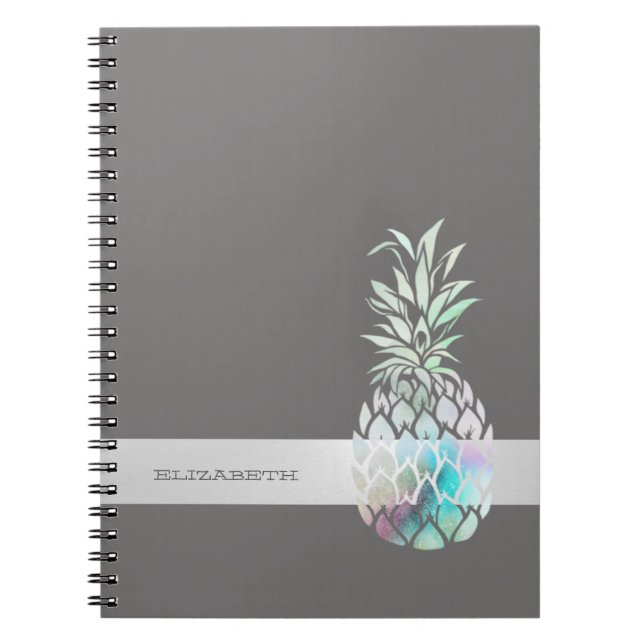 Carnet Tendance Mignonne Ananas,Rayure - Personnalisé (Devant)