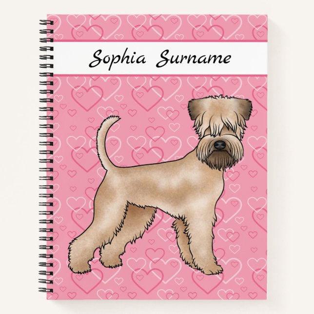 Carnet Tender Soft-Coated Wheaten Terrier Cœurs Roses Et  (Devant)
