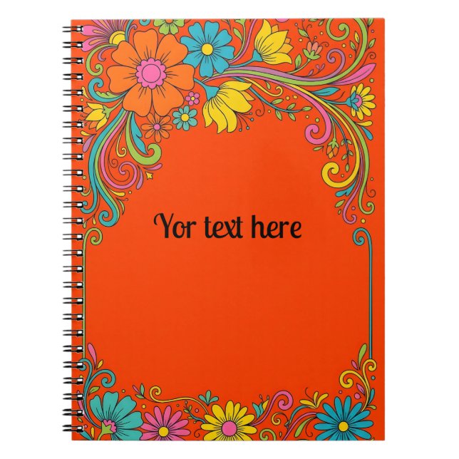 Carnet Tendrils Fleur Rétro Puissance - Cadre d'étiquette (Devant)