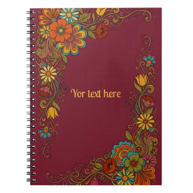 Carnet Tendrils Fleur Rétro Puissance - Cadre Étiquette 8 (Devant)