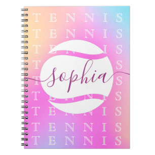 Carnet Tennis Arc-en-ciel Typographie Balle & Fille Joueu