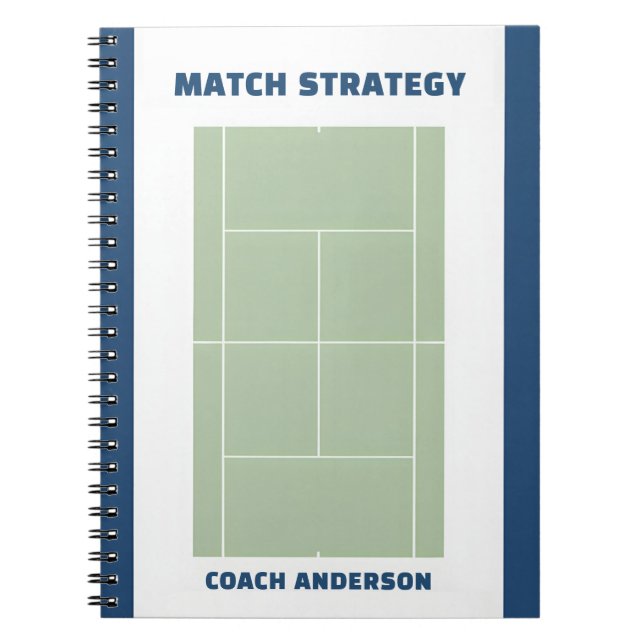 Carnet Tennis Match Planning & Strategy Custom Coach Name (Devant)