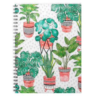 Carnet Terra cotta Pots Aquarelle Maison Plantes sans cou