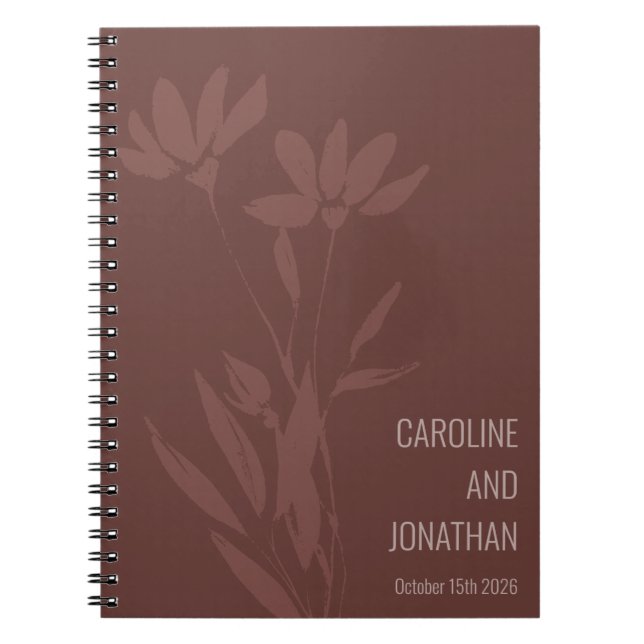Carnet Terracotta moderne Floral Line Art Mariage Personn (Devant)