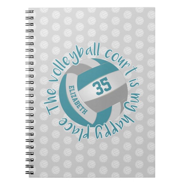 Carnet terrain de volley-ball gris turquoise (Devant)