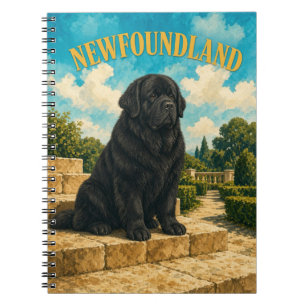 Carnet Terre-Neuve, Art de chien à l'aquarelle vintage
