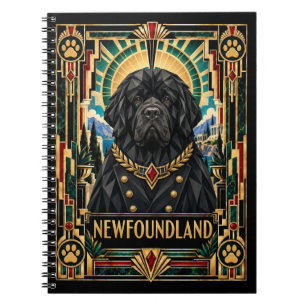 Carnet Terre-Neuve, chien Art Déco