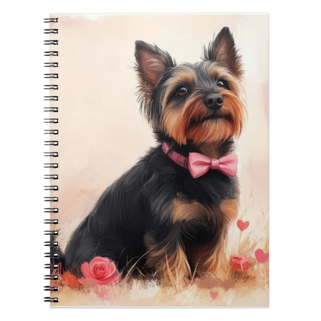 Carnet Terrier Australien avec des Roses - Saint-Valentin (Devant)