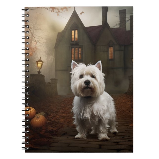 Carnet Terrier blanc de l'ouest de l'Écosse Halloween Épo (Devant)