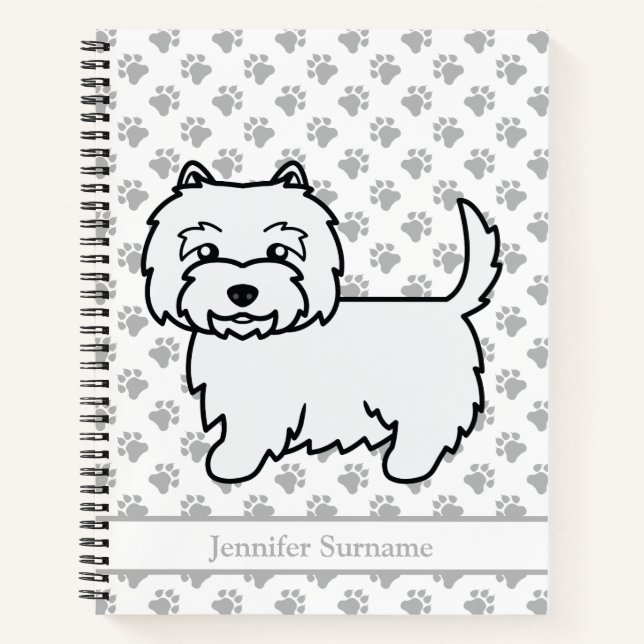 Carnet Terrier blanc West Highland Chien mignon & Texte p (Devant)