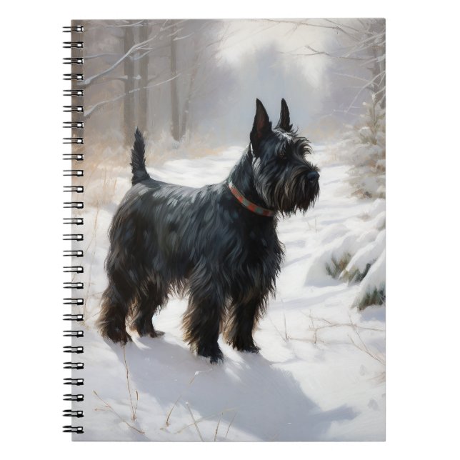Carnet Térrier Écossais Noël Laissez Tomber la Neige (Devant)