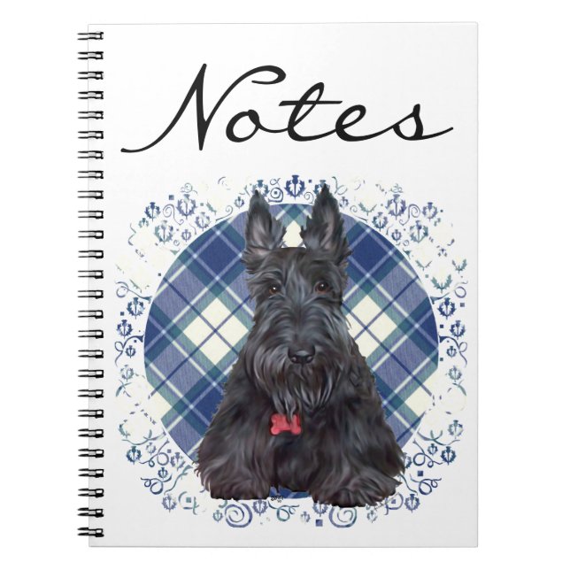 Carnet Terrier Écossais sur Tartan (Devant)
