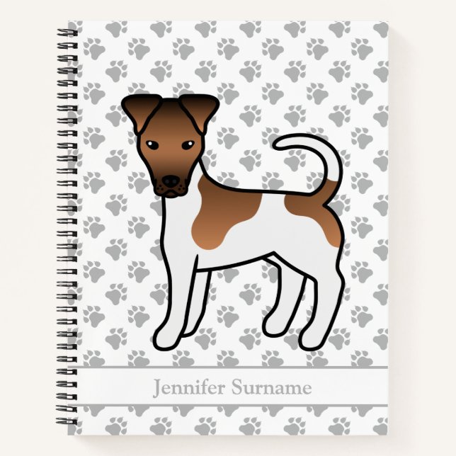 Carnet Térrier Fox Lisse Blanc Et Brun Chien Mignon & Nom (Devant)