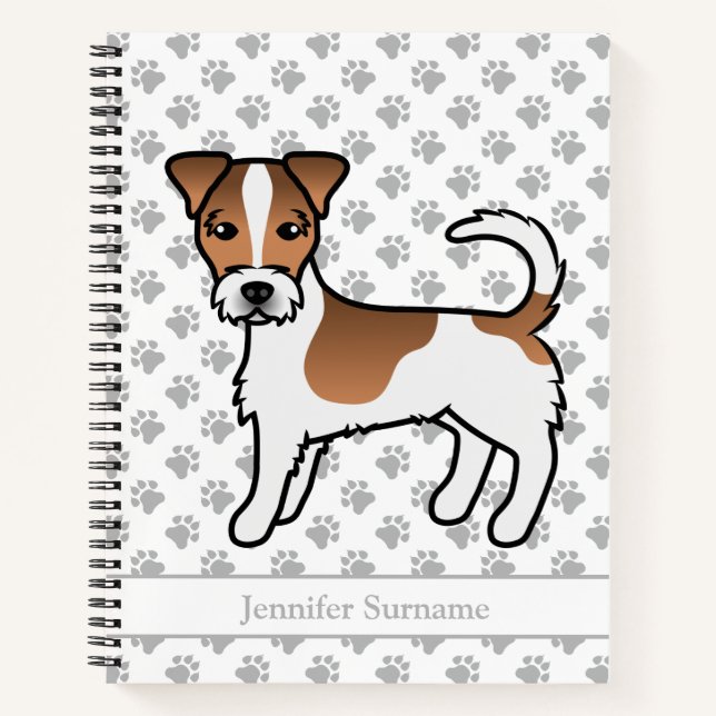 Carnet Tervier Jack Russell Terrier à poil dur Brun & Nom (Devant)