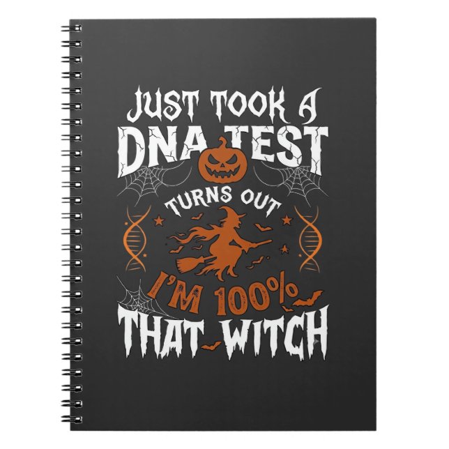 Carnet Test ADN Sorcière Halloween Citrouille Toile d'ara (Devant)