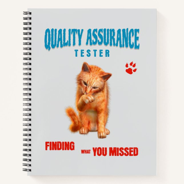 Carnet Testeur QA Humour de chat (Devant)