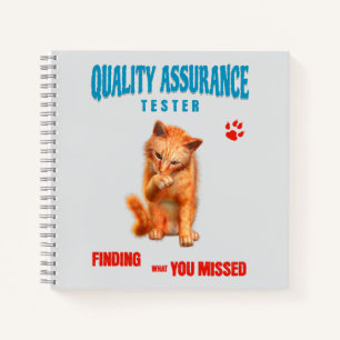 Carnet Testeur QA Humour de chat