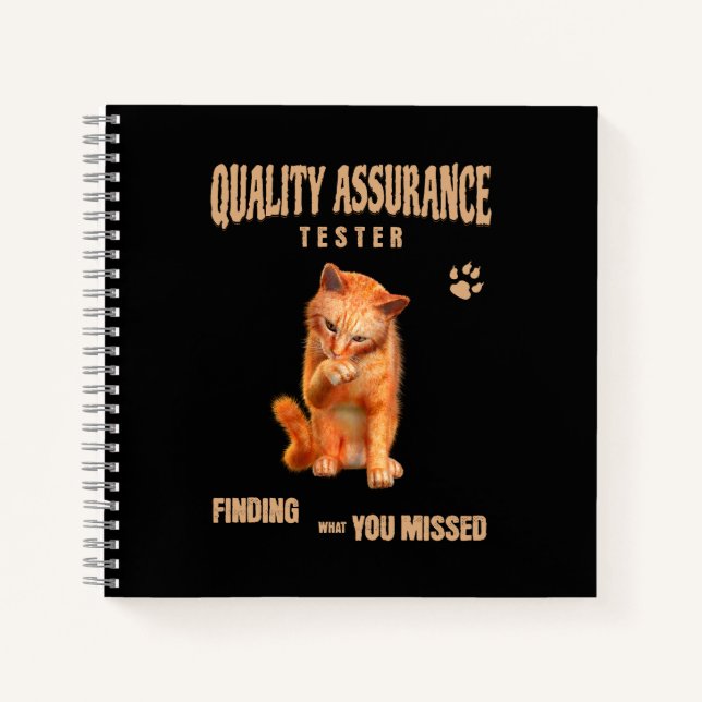 Carnet Testeur QA Humour Félin (Devant)