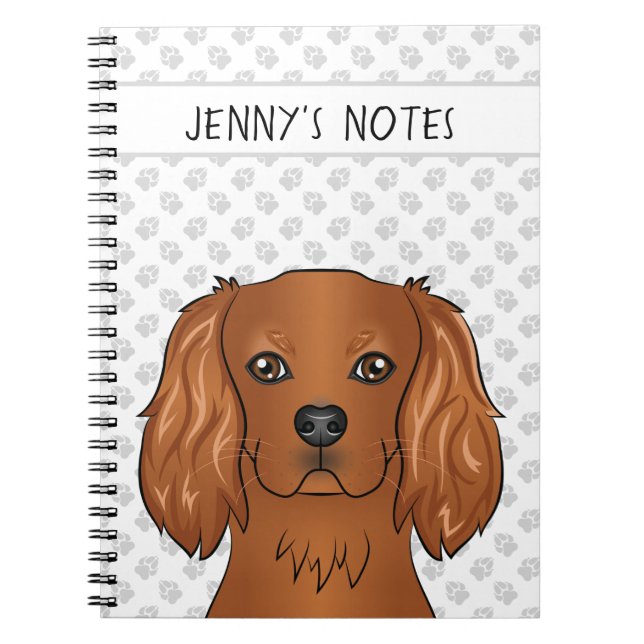 Carnet Tête de Cavalier King Charles Spaniel Rubis & Text (Devant)