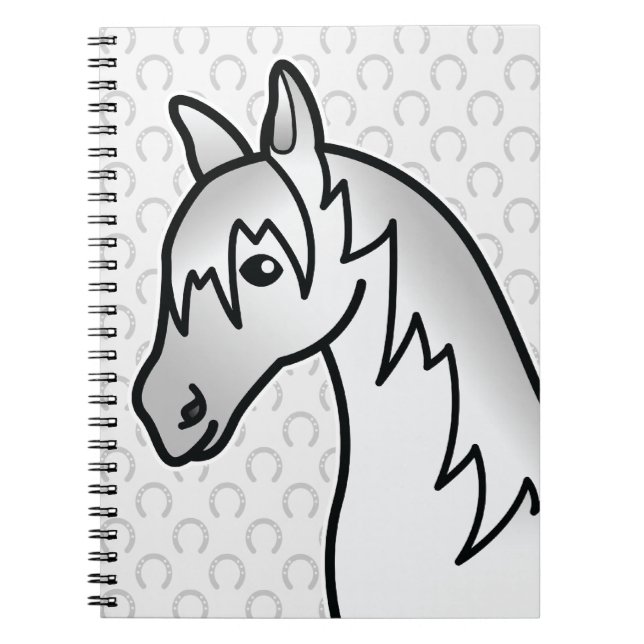 Carnet Tête de cheval de dessin animé gris (Devant)