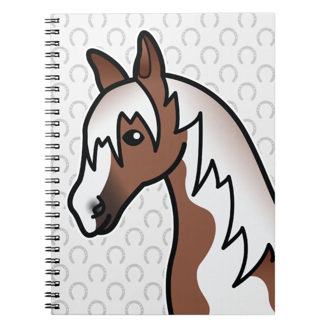 Carnet Tête de cheval de dessin animé Pinto marron (Devant)
