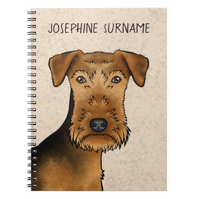 Carnet Tête de chien Terrier Airedale Bingley et texte (Devant)
