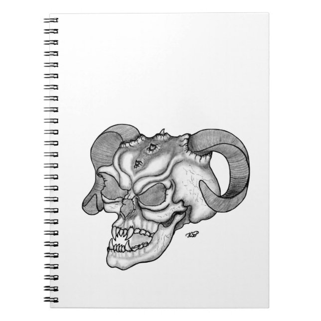 Carnet Tête de diable crâne noir et blanc (Devant)