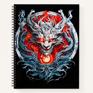 Carnet Tête de dragon mythique de la flamme rouge