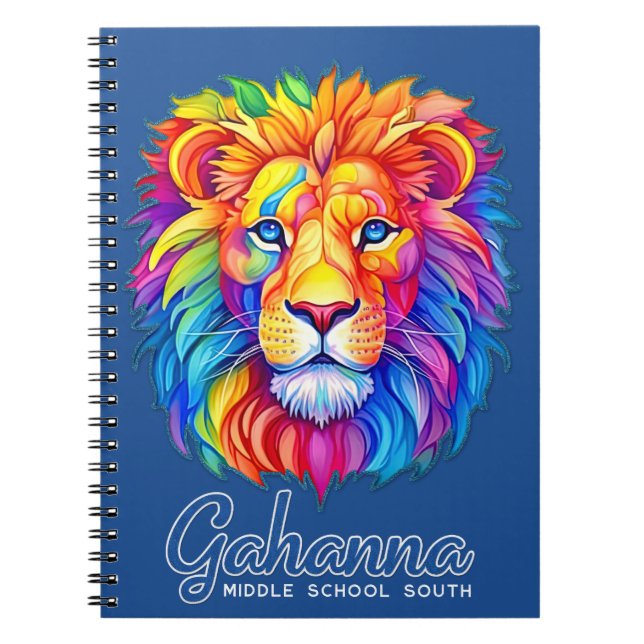 Carnet Tête de Lion Arc-en-Ciel de Gahanna Faux Paillette (Devant)