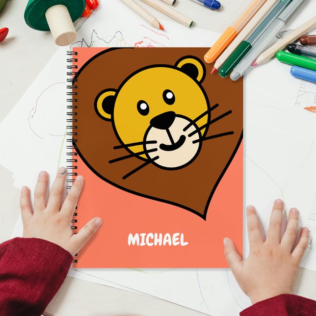 Carnet Tête de Lion Mignonne | Monogramme de Nom de Dessi (Créateur téléchargé)