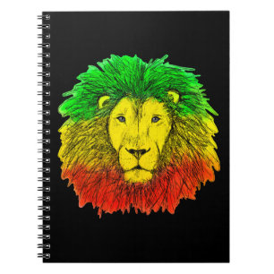 Carnet Tête de lion rasta rouge jaune vert dessin Jamaïqu