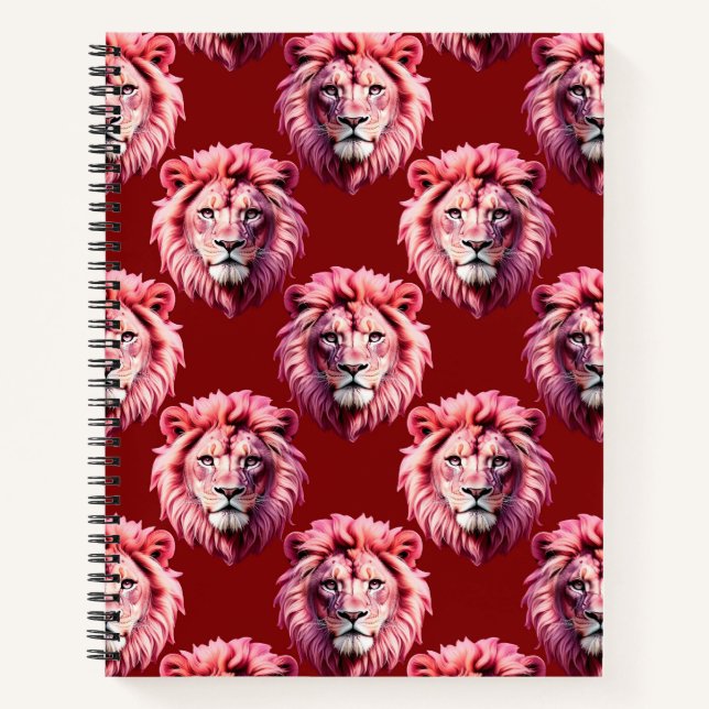 Carnet Tête de lion rose bordeaux Design  (Devant)